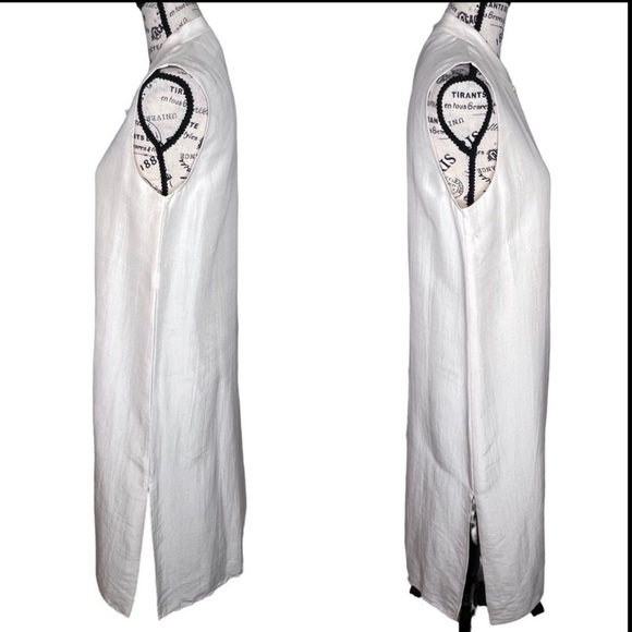 Eileen Fisher Silk Side Slit Sleeveless Full Button Midi Dress M Mandarin Collar - Picture 3 of 14